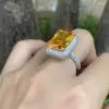 14ct Radiant Cut Yellow Sapphire Double Halo Cocktail Ring