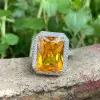 14ct Radiant Cut Yellow Sapphire Double Halo Cocktail Ring