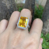 14ct Radiant Cut Yellow Sapphire Double Halo Cocktail Ring
