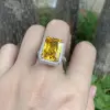 14ct Radiant Cut Yellow Sapphire Double Halo Cocktail Ring