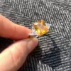 6.7ct Radiant Cut Fancy Yellow Sapphire Engagement Ring