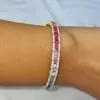 12.6ctw Princess Cut Rainbow Sapphire Tennis Bracelet