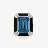 8.4ct Emerald Cut London Blue Topaz Engagement Ring