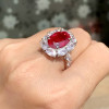 5.8ct Oval Cut Ruby Halo Engagement Ring