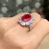 5.8ct Oval Cut Ruby Halo Engagement Ring