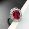 5.8ct Oval Cut Ruby Halo Engagement Ring