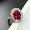 5.8ct Oval Cut Ruby Halo Engagement Ring