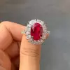 5.8ct Oval Cut Ruby Halo Engagement Ring