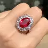 5.8ct Oval Cut Ruby Halo Engagement Ring