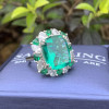 12ct Halo Cushion Cut Emerald Cocktail Ring