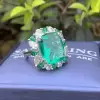12ct Halo Cushion Cut Emerald Cocktail Ring