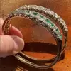 20ctw Halo Princess Cut Emerald Bangle Bracelet in Gold Tone