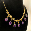 Oval Cut Amethyst Sapphire Necklace in Gold