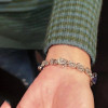 Emerald Cut White&Sapphire Blue Wrist Chain Bracelet