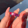 6CTW Baguette Cut Rainbow Sapphire Eternity Ring