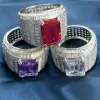 10ct Invisible Setting Emerald Cut White Sapphire Engagement Ring