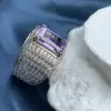 10ct Invisible Setting Emerald Cut White Sapphire Engagement Ring