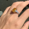 6ct Cushion Cut Yellow Sapphire Three Stone Engagement Ring