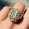 7ctw Octagon Emerald Cut White Sapphire Engagement Ring