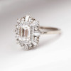 7ctw Octagon Emerald Cut White Sapphire Engagement Ring
