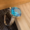 12ct Cushion Cut Aquamarine Mermaid Inspired Cocktail Ring