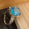 12ct Cushion Cut Aquamarine Mermaid Inspired Cocktail Ring