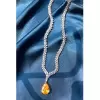 Pear Cut Yellow Sapphire Pendant Necklace