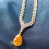 Pear Cut Yellow Sapphire Pendant Necklace
