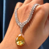 Pear Cut Yellow Sapphire Pendant Necklace