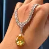 Pear Cut Yellow Sapphire Pendant Necklace