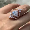 2ct Pear Cut White Sapphire 3pcs Bridal Set in Rose Gold