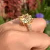 12.6ct Cushion Cut Yellow Sapphire Engagement Ring