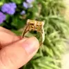 12.6ct Cushion Cut Yellow Sapphire Engagement Ring