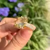12.6ct Cushion Cut Yellow Sapphire Engagement Ring