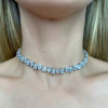 50CTW Pear Cut White Sapphire Tennis Necklace