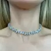 50CTW Pear Cut White Sapphire Tennis Necklace