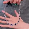 Round&Marquise Cut White&Blue Sapphire Necklace