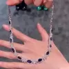 Round&Marquise Cut White&Blue Sapphire Necklace