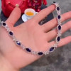 Round&Marquise Cut White&Blue Sapphire Necklace