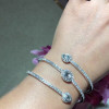 Pear & Round Cut White Sapphire Open Cuff Bracelet