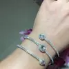 Pear & Round Cut White Sapphire Open Cuff Bracelet