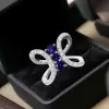 5.6ctw Blue & White Sapphire Butterfly Cocktail Ring