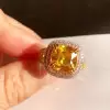 5.6ct Cushion Cut Yellow Sapphire Engagement Ring