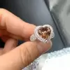 3.5ct Heart Cut Champagne Sapphire Halo Engagement Ring