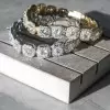 Clustered White Sapphire Unisex Tennis Bracelet