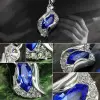 Marquise Cut Blue Crystal Necklace Earrings Bracelets Set in Alloy