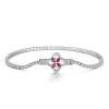 2MM White Sapphire Rotatable Clover Tennis Bracelet