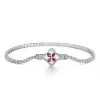 2MM White Sapphire Rotatable Clover Tennis Bracelet