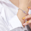 2MM White Sapphire Rotatable Clover Tennis Bracelet