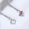 2MM White Sapphire Rotatable Clover Tennis Bracelet
